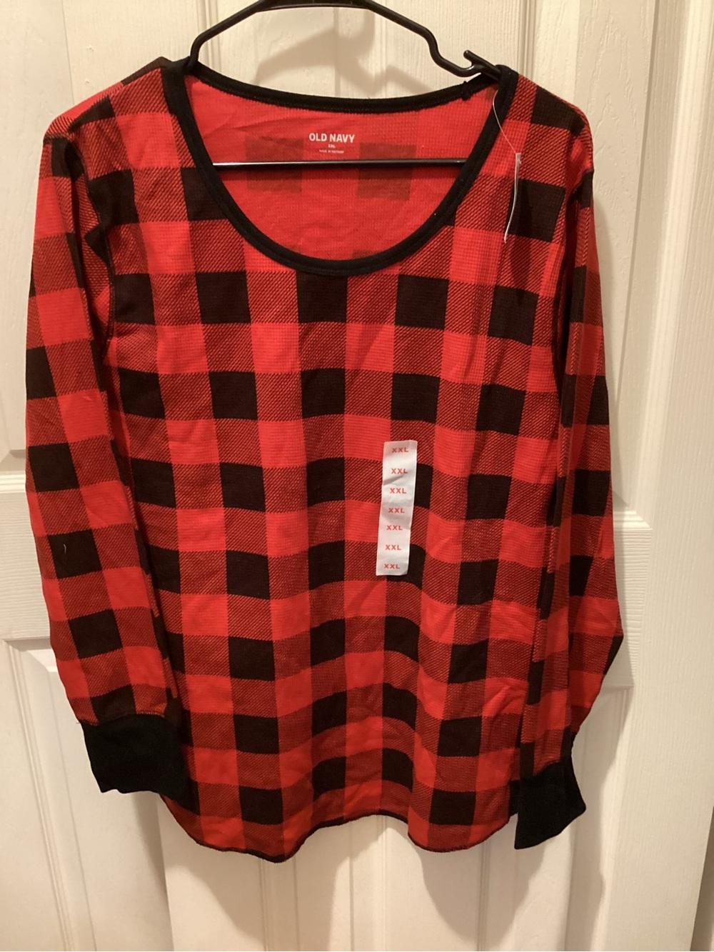 Old Navy WOMENS xxl Red & Black Buffalo Plaid Long-Sleeve Pajama Top